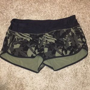 LuluLemon Camo Green Speed Shorts
